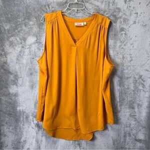 EVRI Women's Sleeveless V-Neck Blouse - Mustard